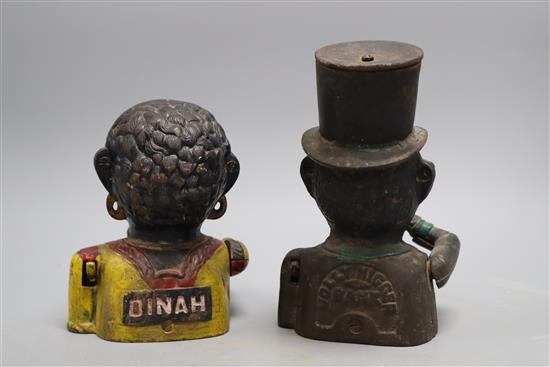 Two cast iron money banks